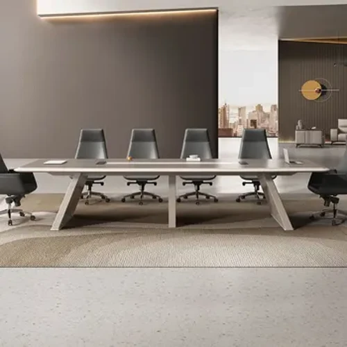 Tabel konferensi perusahaan meja dawa meja konferensi kantor modern prasaja lan kombinasi kursi kantor latihan kelas dhuwur m