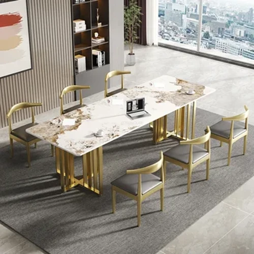 I-Nordic Light Luxury Slate Dining Tables Ikhaya Lefulethi Elincane Esiqhingini Esiyi-Rectangular Dining Ithebula Lengxoxo Yenkomfa Yesimanjemanje