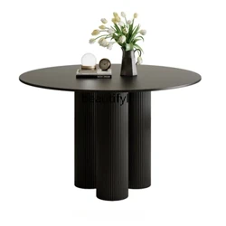 Krem Tarzı yuvarlak Yemek Masası Fransız Taş Tabak Küçük Daire Ev Yemek Masası Modern Minimalist Konferans Masası