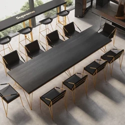 Sala de reuniões, mesa de conferência, mesa longa, bancada grande, mesa de escritório retangular de madeira maciça e combinação de cadeira, simples