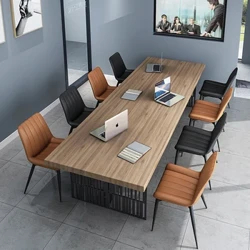 Table de réunion de bureau en bois massif, table longue, combinaison de bureau et de chaise du personnel, négociation multi-siège simple et moderne