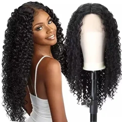 Wig flaen Lace Merched Hir Cyrliog Gwallt Synthetig Cap Lace Bach Ladies Wig Arddull Ewropeaidd Gwallt Amnewid Gorchudd Pen