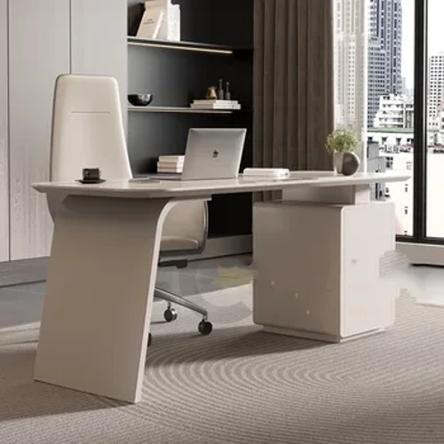 Besprechungsschreibtisch, Arbeitszimmer, Executive-Schlafzimmer, Konferenzschreibtisch, weißer Gaming-Desktop, Scrivanie Luxusmöbel für Computer
