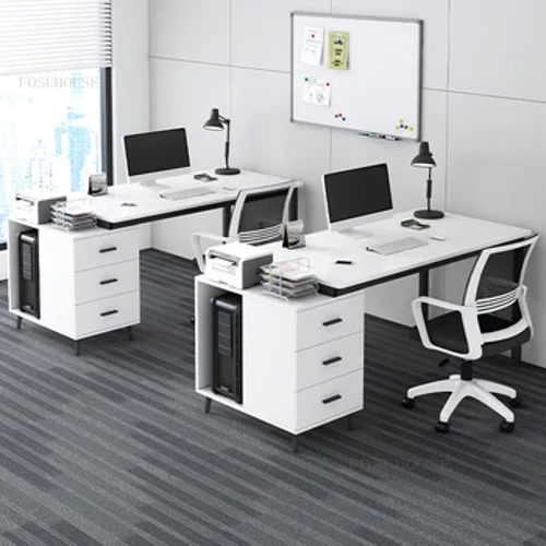 Mesa de escritório simples e moderna, mesa de computador para funcionários, mesa única e cadeira, conjunto para várias pessoas, mesa de conferência de escritório