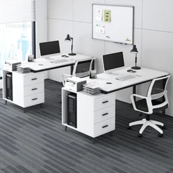 Meja Kantor Modern Sederhana Staff Meja Komputer Desktop Rumah Tangga Meja Tunggal lan Kursi Set Multi-wong Meja Konferensi Kantor