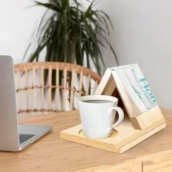 K có sách hình tam giác bằng gỗ kệ sách thiết bị giữ sách nghỉ ngơi với giá đỡ đồ uống cà phê quà sinh nhật Giáng sinh cho sách lo m2k5