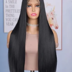 Parrucche sintetiche per capelli lisci con parte anteriore in pizzo da 24 pollici, parrucche sintetiche di colore nero per l'abbigliamento quotidiano per cosplay