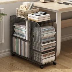 Desktop Bookhelf Organizer Mobile Iron Office Document Shelf Picture Book Desk Side Storage Rack Børn Arrangør Bogreol