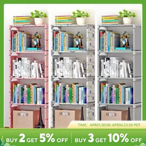 Kệ lưu trữ 4 lớp Hộp đựng sách đơn giản với ống thép Giá sách sàn sinh viên hiện đại Giá đỡ lặt vặt Tủ quần áo nhỏ