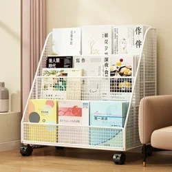 Pambata Bookcase Organizer Mobile Iron Document Shelf Picture Book Library Mesa Side Storage Holder Kid Room Shelf Organizer