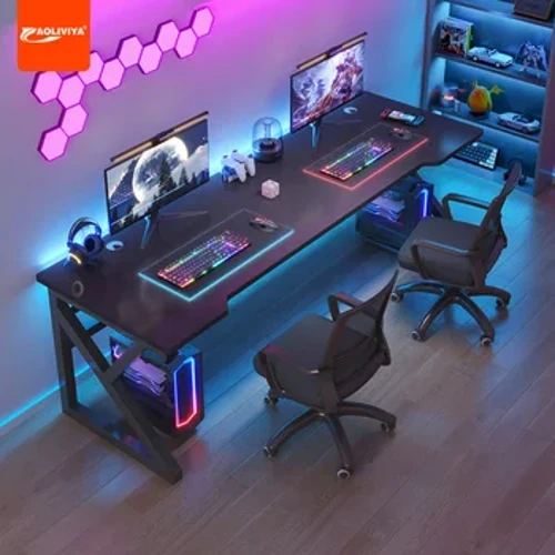 Aoliviya Desk Double Computer Desk Desktop Bedroom Home Modern Simple Table Table and Stol Combination Set Маса за електронни спортове