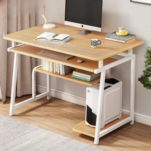 Piccola scrivania per computer per piccoli spazi, scrivania moderna da 33,5 pollici con ripiano per monitor per ufficio domestico, scrivania per laptop
