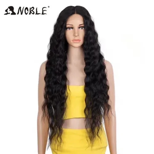 Noble Synthetic Spets Front Peruk Baby Hår Peruk Lång Vågig 30 "Hår Spets Peruk För Kvinnor Spets Front Peruk Ombre Blond Peruk Cosplay Peruk