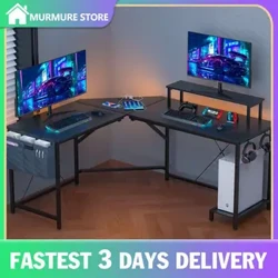 160x135x76cm L-Shaped Computer Desk PC Table Matibay na Desk Para sa Gaming Corner Desk na may Monitor Stand Malaking Office Corner Table