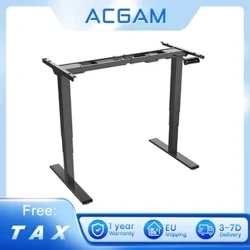 ACGAM ET225E Birou ergonomic, reglabil pe înălțime, electric, cu motor dublu, în trei trepte, cu picioare, cadru de birou, stație de lucru, masă pentru computer