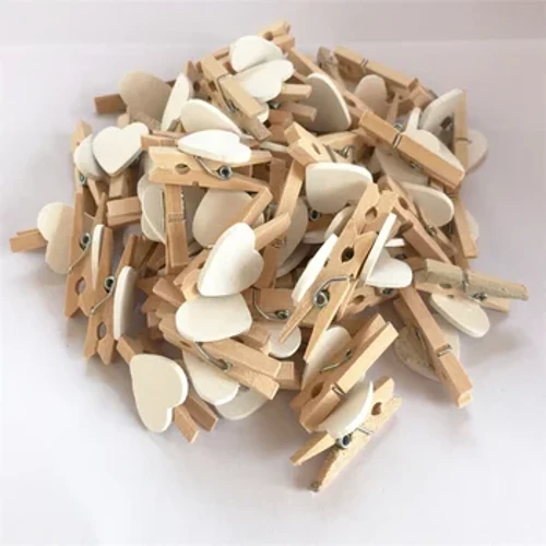 2023 Neie 50 Stéck/Set Holz Clips Love Heart Pegs Clothing Pin DIY Cute Hochzäitsdekoratioun Handwierk Pegs Clothing Pin