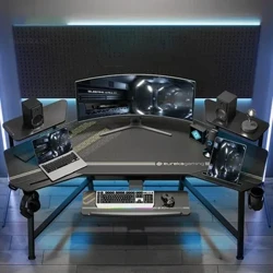 Mga Modernong Metal na Computer Desk para sa Internet Cafe Lifting Corner Smart Desk Light Luxury Household Reading Table para sa Gaming Room