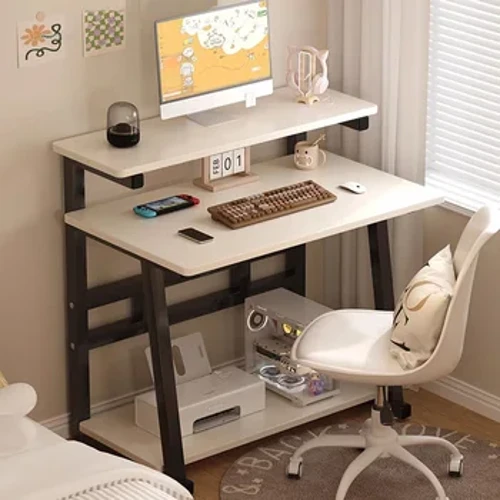 Birou de computer nordic Acasă Birou mic de computer cu un singur strat dublu Birou de lectură pentru studenți, apartament mic, minimalist