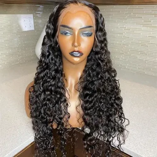 26 Inch 180% Density Soft Black Kinky Curly Synthetic Lace Front Wig Para sa Babaeng May BabyHair Preplucked Glueless Heat Fiber Wig