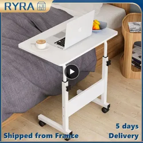 Mobile Lift Folding Computer Desk Adjustable Table Laptop Stand Vintage Side Table Na May Gulong Bed Sofa Bedroom Home Furniture