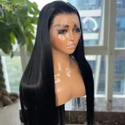 YYsoo Langt Sort Futura Syntetisk Hår 13x4 Limfri Blonde Forreste Parykker Til Sorte Kvinder Forplukket Lige Halv Håndbundet paryk