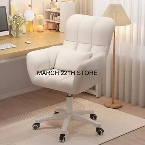 Scaun de birou pentru spate de lux, cu roți, scaun de studiu confortabil pentru acasă, dormitor pentru fete, sile albe de birou, mobilier de decorare
