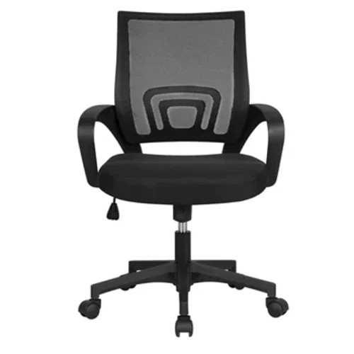 Chaise de bureau pivotante en maille à dossier moyen réglable avec accoudoirs, chaise de jeu noire, chaise de bureau, mobilier de bureau