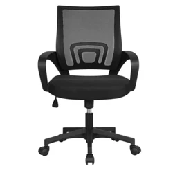 Cadeira de escritório giratória de malha com encosto médio ajustável com braços, cadeira preta para jogos Cadeira de escritório Cadeira de mesa Móveis de escritório