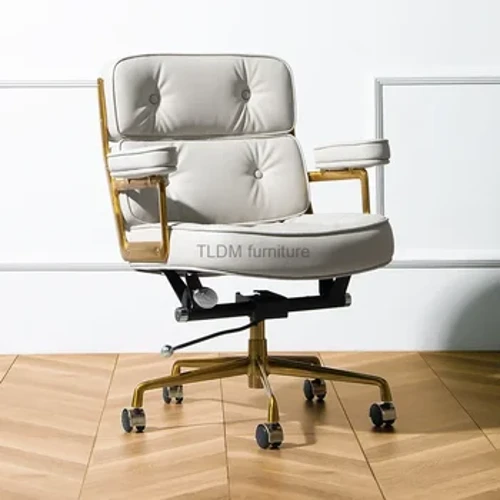 Cadeiryddion Swyddfa Moethus Nordig Dodrefn Swyddfa Lledr Modern Cadair Cyfrifiadurol Cyfforddus Cefn Astudiaeth Swivel Lifft Gamer Cadeiriau Breichiau