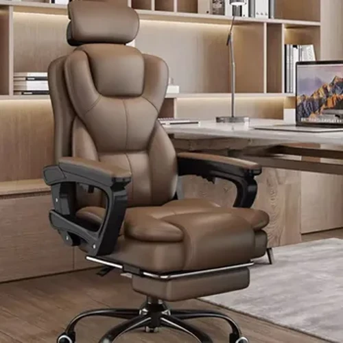 Cadeirydd Swyddfa moethus a chyfforddus Olwynion Lledr Glides Cadeirydd Swyddfa Llithro Ergonomig Dysgu Armrests Sillas De Gamer Cartref