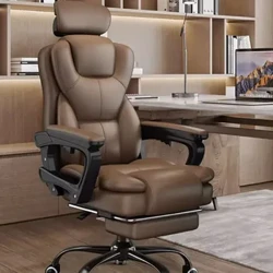 Kursi Kantor Mewah lan Nyaman Roda Kulit Glides Kursi Kantor Sliding Ergonomis Learning Armrests Sillas De Gamer Home