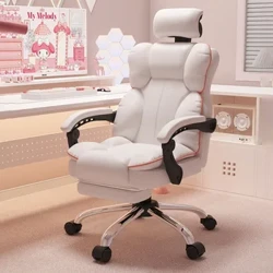 Giá Rẻ Kawaii Ghế Văn Phòng Đệm Lưng Màu Trắng Sang Trọng Bé Gái Ghế Chơi Game Thẩm Mỹ Xoay Được Tân La Game Thủ Nội Thất Văn Phòng