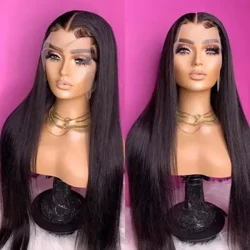 Wig Lace Gwallt Hir Syth i Ferched 10A Syth 13*4 Wigiau Las Blaen Arddull Ewropeaidd Wig Gwallt Synthetig