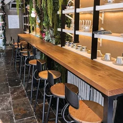 Masă de bar din lemn masiv american personalizat pentru casă, balcon simplu, fereastră de perete, masă lungă, masă îngustă și scaune de bar