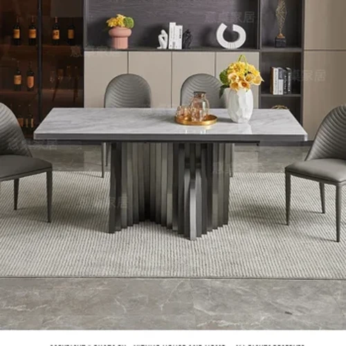 2022 new model room small family dining table home store negotiating table customized Italian bright rock plate dining table