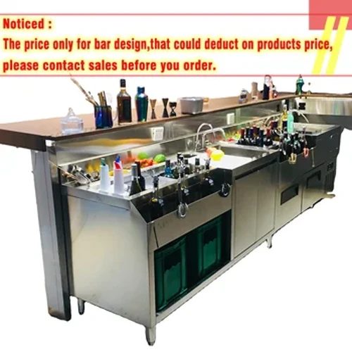 Komplett rostfritt stål modern bar bord bar restaurang kommersiell bar station designkoncept