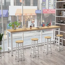 Bwffe Coffi Bar Bwrdd Uchel Sefydlog Cownter Hir Awyr Agored Bwyty Bar Bwrdd Cegin Mesa Comedor Dodrefn Cartref LJ50BT