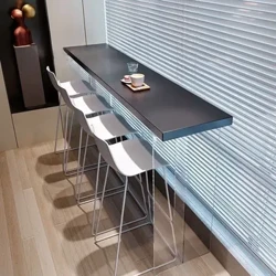 Bar Table Balcony Acrylic Suspension Table Bar Laban sa Wall Balcony Bar Casual High Table at Chair Combination