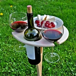 Tragbarer, klappbarer Weintisch für den Außenbereich mit runder Schreibtischplatte, Mini-Holz, leicht zu tragendes Gestell, Picknick, Party, Reiseutensilien, Dropshipping