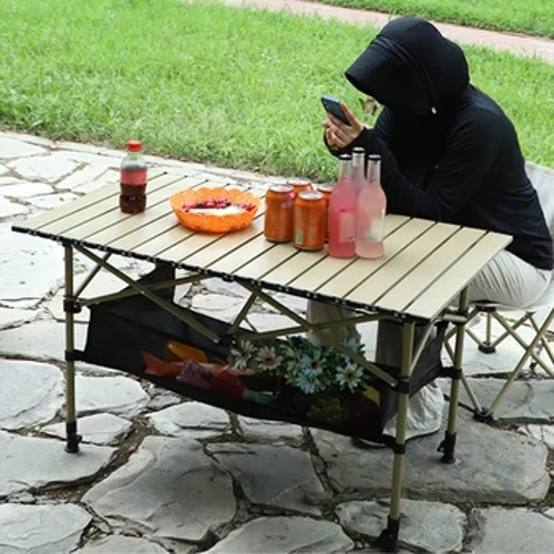 Ngoài Trời Di Động Lưu Trữ Cắm Trại Bàn Gấp Bàn Dài Thịt Nướng Dễ Dàng Lắp Đặt Dã Ngoại Xe Du Lịch Bàn Có Túi Lưới Ánh Sáng ổn Định