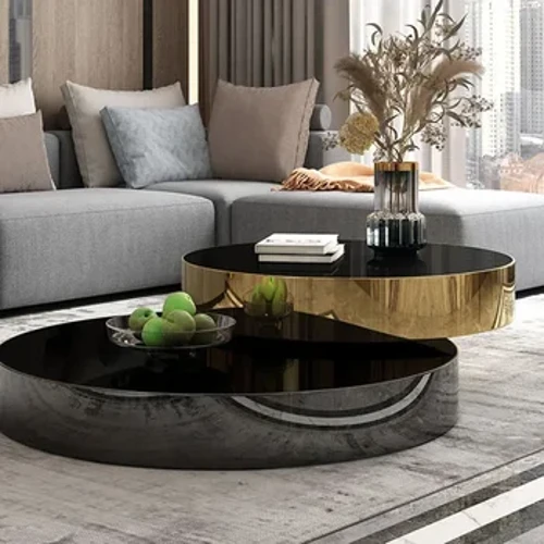 Bắc Âu sang trọng Bàn Cà Phê Màu Đen Hiện Đại Cao Cấp Không Đều Bên Bàn Thẩm Mỹ Tối Giản Bàn Basse De Salon Nội Thất Gia Đình
