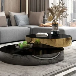 Bắc Âu sang trọng Bàn Cà Phê Màu Đen Hiện Đại Cao Cấp Không Đều Bên Bàn Thẩm Mỹ Tối Giản Bàn Basse De Salon Nội Thất Gia Đình