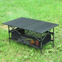 Langer Klapptisch für den Außenbereich, tragbarer Stauraum, Camping-Schreibtisch, Grill, einfach zu installieren, Picknick, Reisetisch fürs Auto, mit Netztasche, leicht, stabil