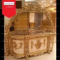 Phong cách châu Âu bằng gỗ nguyên khối bên phòng khách biệt thự phòng khách chạm khắc lưu trữ bằng đá cẩm thạch hiên tủ trang trí