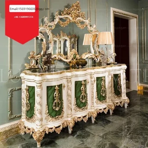 Massief houten dressoir in Europese stijl, opbergkast, theekast, woonkamer, eetkamer, lage gang