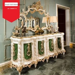 Massief houten dressoir in Europese stijl, opbergkast, theekast, woonkamer, eetkamer, lage gang