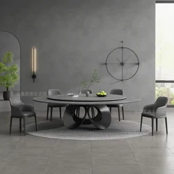 Tay Cầm Hiện Đại Tối Giản Ánh Sáng Cao Cấp Đá Đĩa Bàn Ăn Bàn Xoay Ghế Tròn Mesa De Jantar Bộ Phòng Ngủ Nội Thất