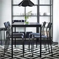 Formwell dining table 110*70 set na may 4 na upuan MDF sa Melamine na may metal na mga binti sa powder coated, simple na set ng dining room
