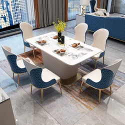 MANBAS eleva la tua sala da pranzo con il set di tavoli in marmo con 6 sedie in pelle e mobili da cucina/design in acciaio inossidabile