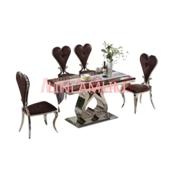 insimbi engagqwali Igumbi lokudlela Setha Ikhaya Ifenisha minimalist yesimanje ithebula lokudlela lemabula kanye nezihlalo ezingu-6 ze-mesa de jantar muebles comedor